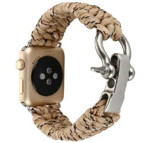 Curea iUni compatibila cu Apple Watch 1/2/3/4/5/6/7, 38mm, Elastic Paracord, Rugged Nylon Rope, Crea