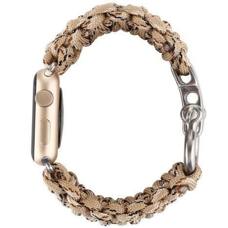 Curea iUni compatibila cu Apple Watch 1/2/3/4/5/6/7, 42mm, Elastic Paracord, Rugged Nylon Rope, Crea