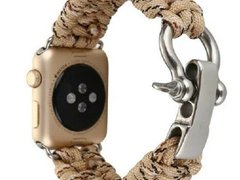 Curea iUni compatibila cu Apple Watch 1/2/3/4/5/6/7, 38mm, Elastic Paracord, Rugged Nylon Rope, Crea